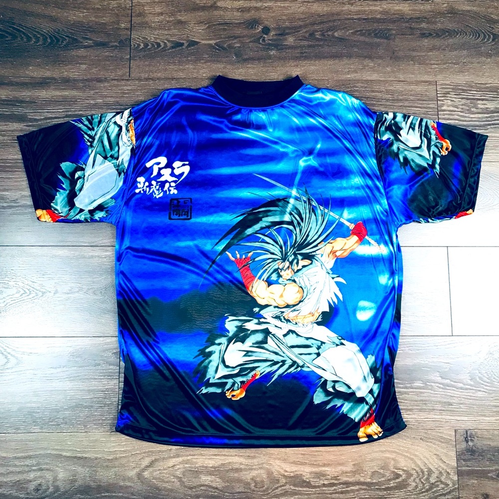 DTEK Japanese Anime Men’s Vintage 2000 Samurai Blue Shirt Size XL - RN82930